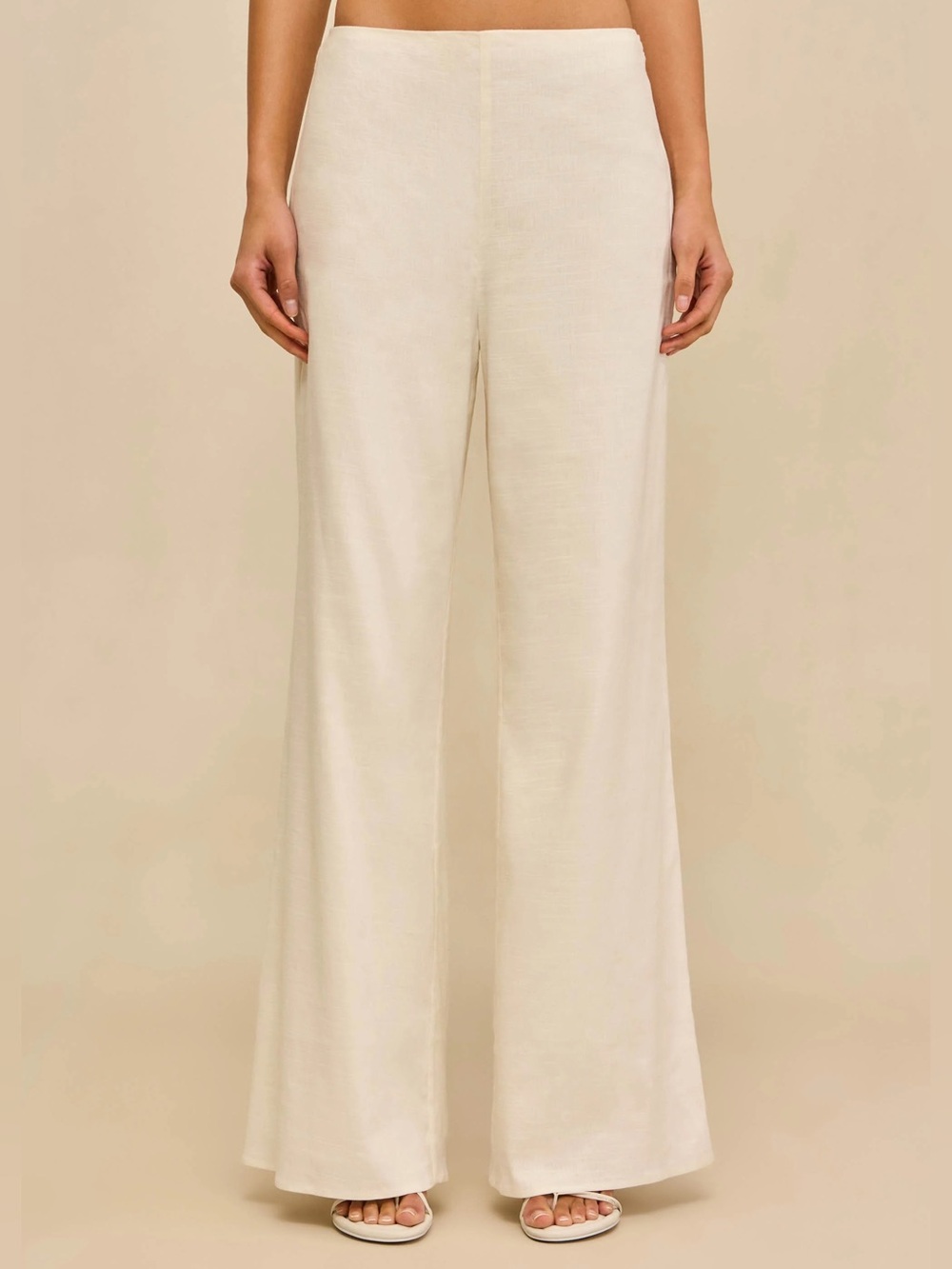 Cult Gaia Kora Off-White Linen Blend Wide Leg Pants Size Small